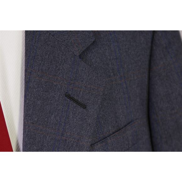 Hickey Freeman Loro Piana Blue Windowpane 2-Btn Wool Suit 38R - Picture 5 of 9